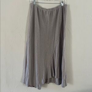 Light Gray Midi Maxi  Linen and Cotton Skirt Peasant Boho